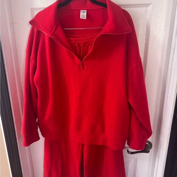 PINK Victoria's Secret Red Seperates sweatshirt and sweatpants - Picture 2 of 7
